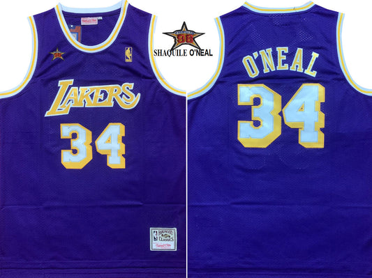 Los Angeles Lakers #34 Shaquille ONeal 98 All-Star Lakers O'Neal Purple Gold Logo