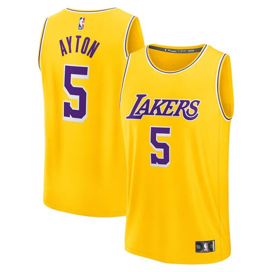 Los Angeles Lakers #5 Deandre Ayton Fast Break Replica Player Jersey - Icon Edition - Gold