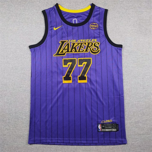 Los Angeles Lakers #77 Luka Dončić Lakers 77 Purple Style 2