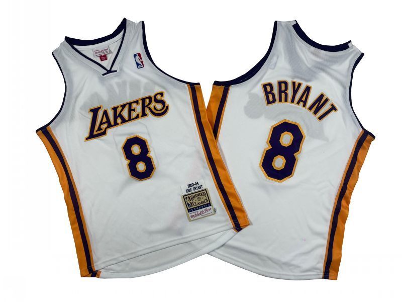 Los Angeles Lakers #8 Kobe Bryant Lakers 8 # White 03-04 Season Mitchell Retro Jersey -- Kobe Style 1