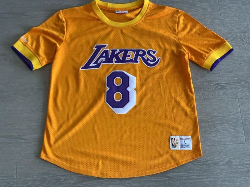 Los Angeles Lakers #8 Kobe Bryant mitchell & ness Lakers 8 # Kobe Yellow Embroidered Style 2