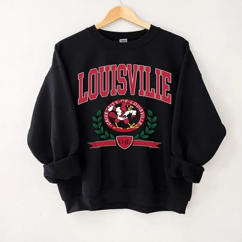 Louisville Vintage College Football Sweatshirt, Trendy Retro Style Football Shirt for Game Day
