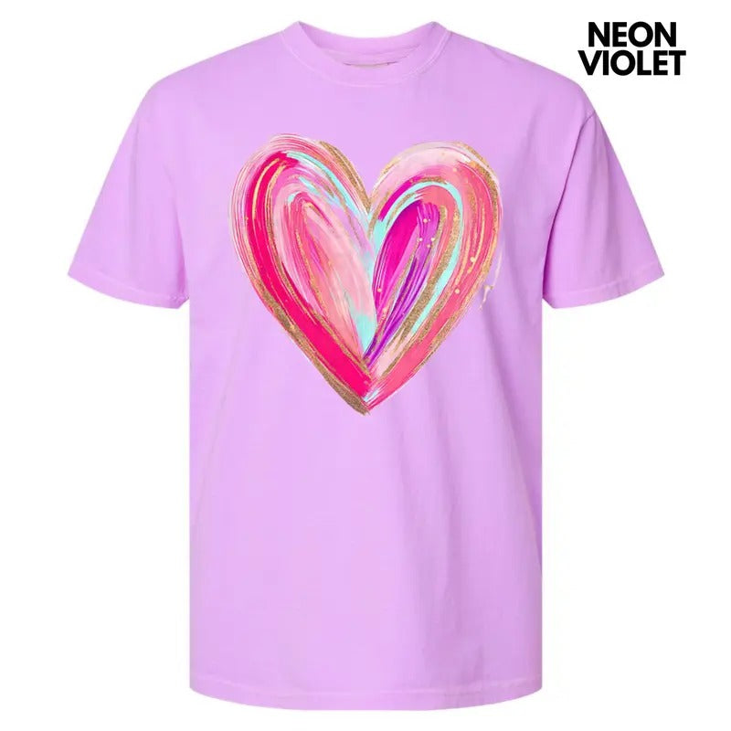 Love Brushstroke Heart Comfort Colors T-Shirt Hoodie, Sweatshirt | InkThreadWorks.com