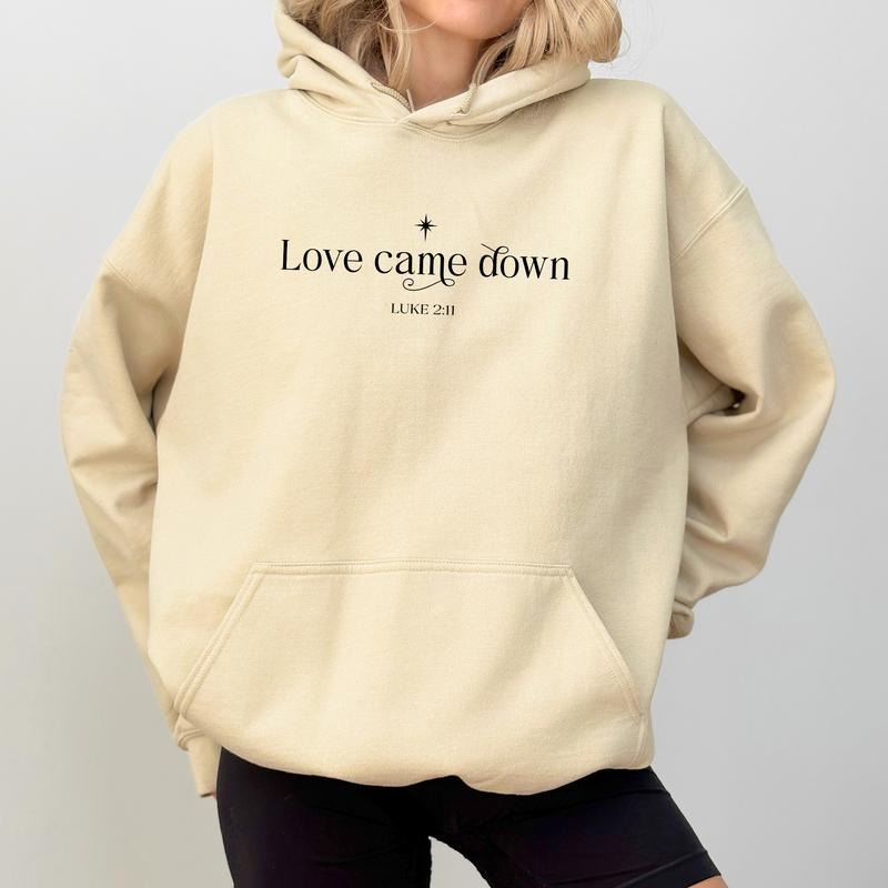 Love Came Down Christian Hoodie, Aesthetic Christian Sweatshirt, Bible Verse Hoodies, Minimalist Religious Pullover,...