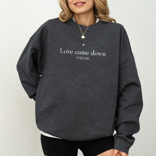 Love Came Down Sweatshirt, Christian Christmas Crewneck, Minimalist Nativity Long Sleeves Pullover, Bible Verse Crewneck,...