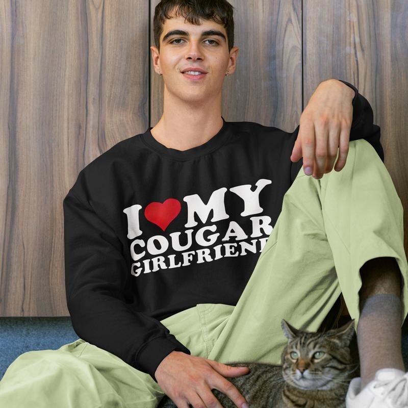 Love My Cougar Girlfriend I Heart, Valentine Sweatshirt T-Shirts, Hoodie | InkThreadWorks.com