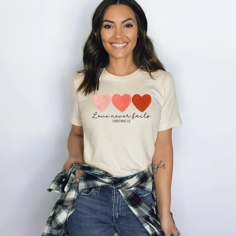 Love Never Fails Graphic Tee -  BELLA+CANVAS Tee - Christian Shirt