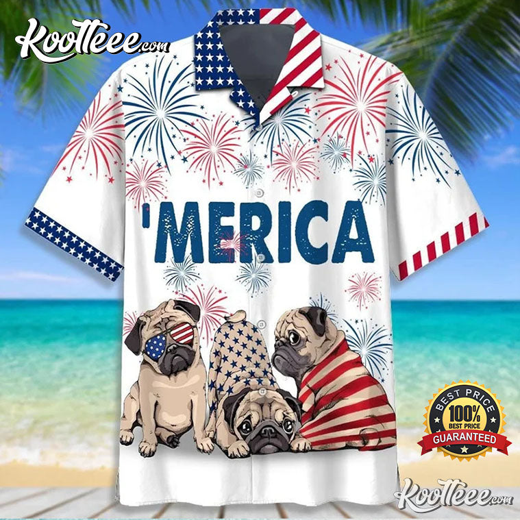 Love Pug 4th Of July Independence Day Hawaiian Shirt
