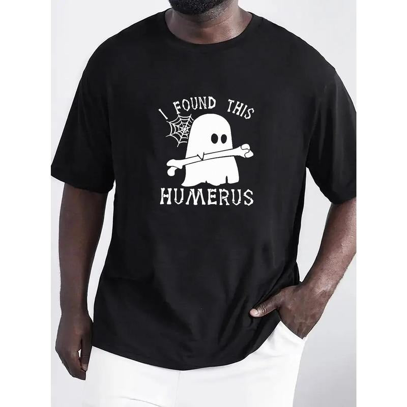 Lovely Ghost Cartoon Pattern Men's T-shirt For Summer Outdoor, Casual Male Clothing, Halloween Gift made in usa Hoodie,...