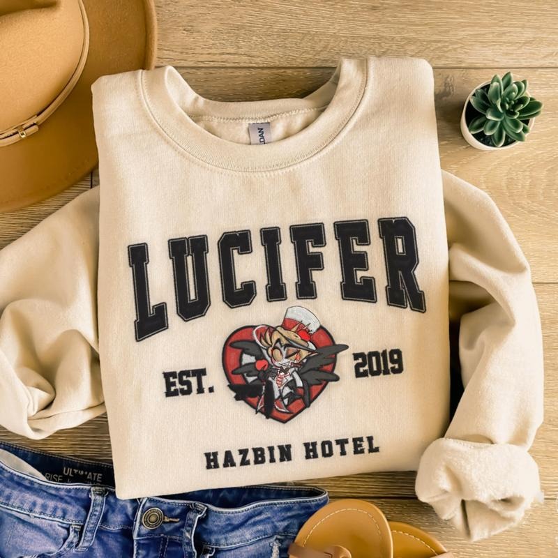 Lucifer Characters Embroided shirt, Hazbin Hotel Characters Embroidered Shirt, Animated Series Embroidered Shirt, Cartoon Merch