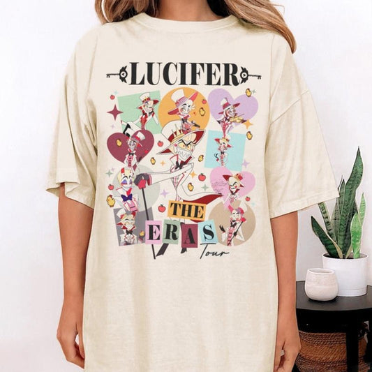 Lucifer The Eras Tour Inpired T-Shirt, Lucifer Morningstar T-Shirt, Lucifer Hazbin Hotel T-Shirt, Lucifer Vivziepop T-Shirt, Cartoon T-Shirt