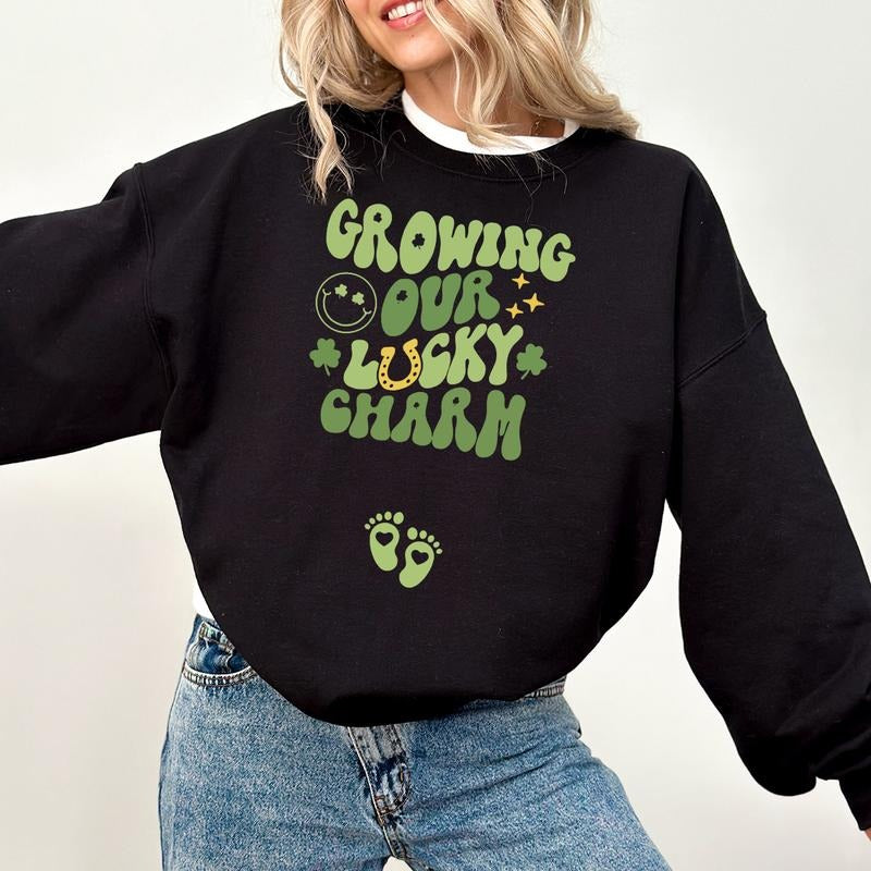 Lucky St Patricks Day Pregnancy Sweatshirt, Maternity St Patricks Day Shirt, St Patrick's Baby Shower St Paddy's Gender...