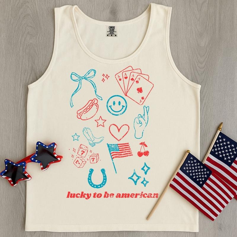 'Lucky To Be American' Tank Top