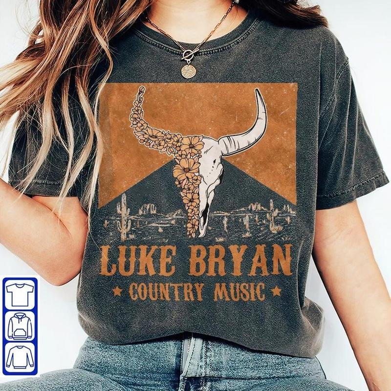 Luke Bryan Bullhead T-Shirt, Luke Bryan Tour Sweatshirt, Luke Bryan Merch, Gift For Luke Bryan Fans, Country on Tour, Country Music Tee T