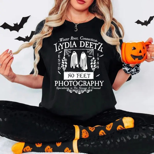 Lydia Deetz Photography Shirt, Halloween Sweatshirt, Adult Halloween Shirt, Horror Shirts Adults Tee, Goth Halloween, Spooky Season T Shirt, Unisex Short Sleeve Tee Shirt, Casual Clothing
