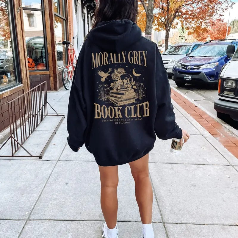 M0rally Grey Book Club Hoodie Booktok Merch Bookish Things Smut Hoodie Book Worm Gifts Death By Tbr Dark Romance...