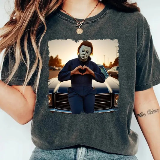 M1chael My3rs Scream Heart Hands Halloween Tshirt, Gh0st Halloween Gift, Unisex Short Sleeve Tee Shirt, Casual Clothing...