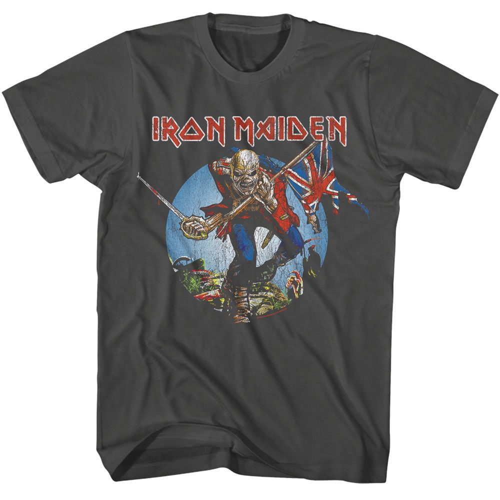 Iron Maiden - Trooper - American Classics - Solid Gray Adult Short Sleeve T-Shirt