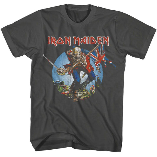 Iron Maiden - Trooper - American Classics - Solid Gray Adult Short Sleeve T-Shirt