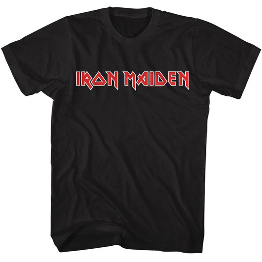 Iron Maiden - 2 Color Logo - American Classics - Solid Black Adult Short Sleeve T-Shirt