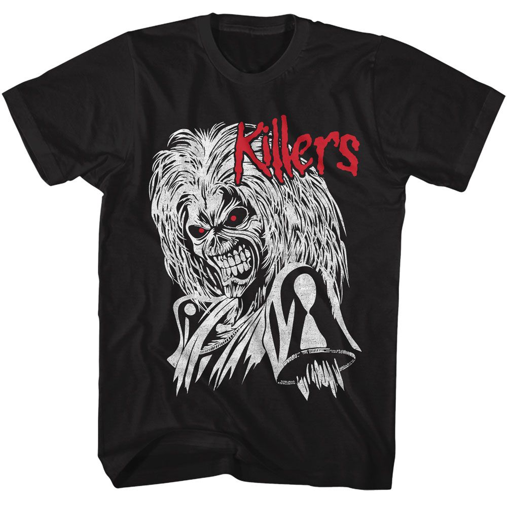 Iron Maiden - Red And White Killers - American Classics - Solid Black Adult Short Sleeve T-Shirt