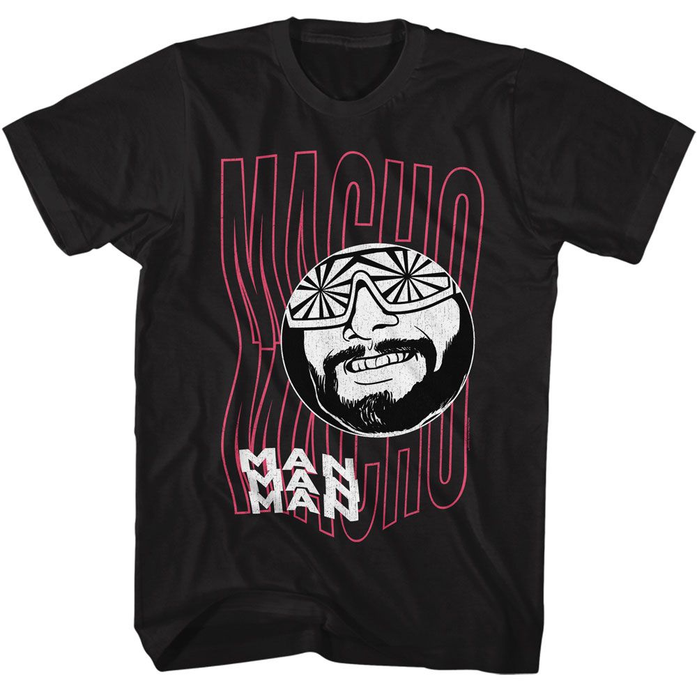 Macho Man - Funky Text - American Classics - Solid Black Adult Short Sleeve T-Shirt