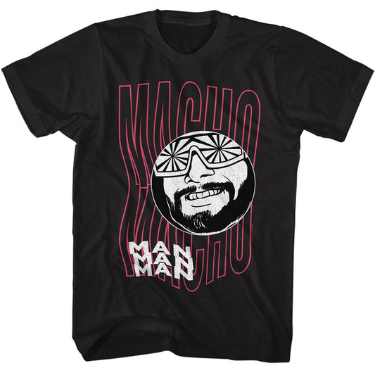 Macho Man - Funky Text - American Classics - Solid Black Adult Short Sleeve T-Shirt
