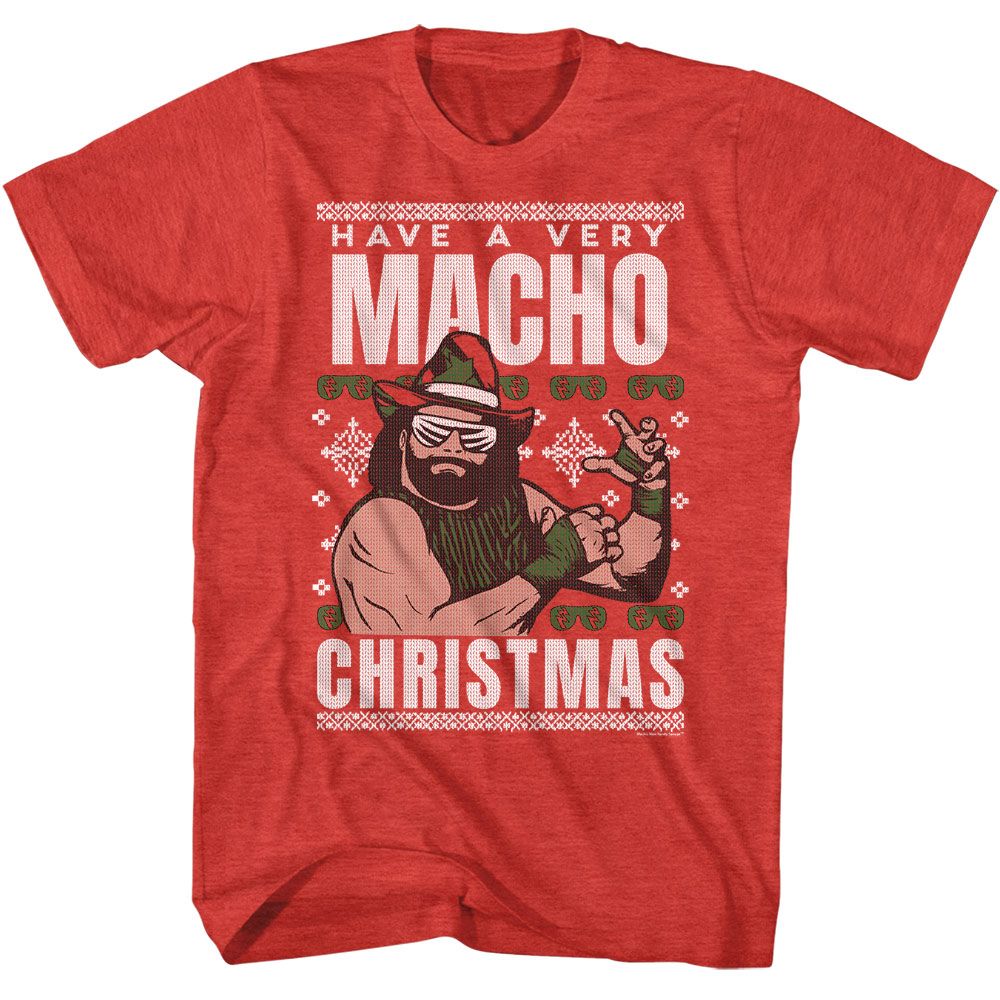 Macho Man - Very Macho Christmas - American Classics - Heather Red Adult Short Sleeve T-Shirt