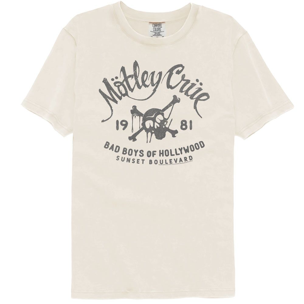 Motley Crue - Bad Boys 1981 - American Classics - Solid Beige Adult Short Sleeve Comfort Color T-Shirt