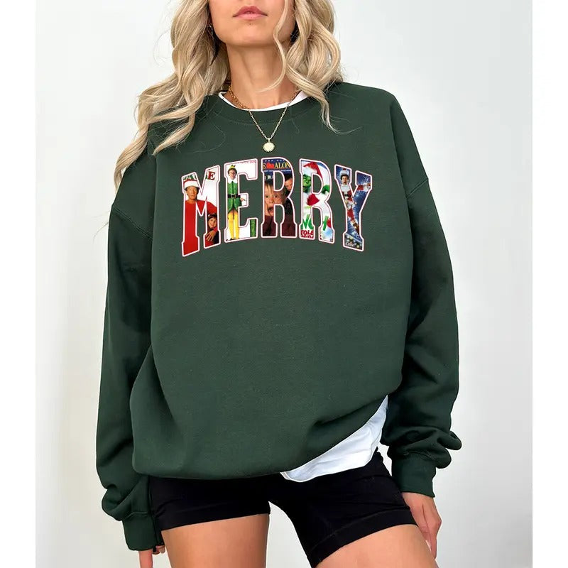 MERRY Christmas 90s Movies Shirt Sweatshirt, Christmas Shirt for Movies Lovers, Christmas 90s Movies Sweater, Christmas Movies Sweatshirt, Christmas Gift, Vintage Christmas Sweatshirt