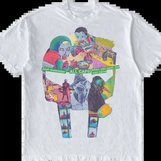 MF DOOM Just Remeber ALL CAPS When You Spell The Mans Name Graphic T-Shirt Cotton Menswear