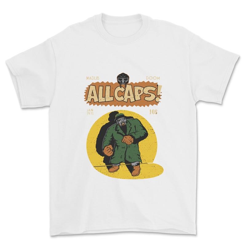 MF Doom Shirt, Madlib Doom All Caps T-Shirt Sweatshirt Hoodie | InkThreadWorks.com
