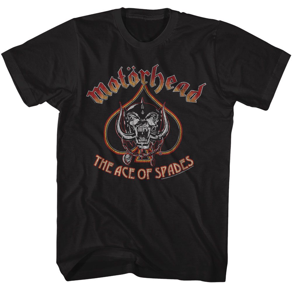Motorhead - Snaggletooth And Spade - American Classics - Solid Black Adult Short Sleeve T-Shirt