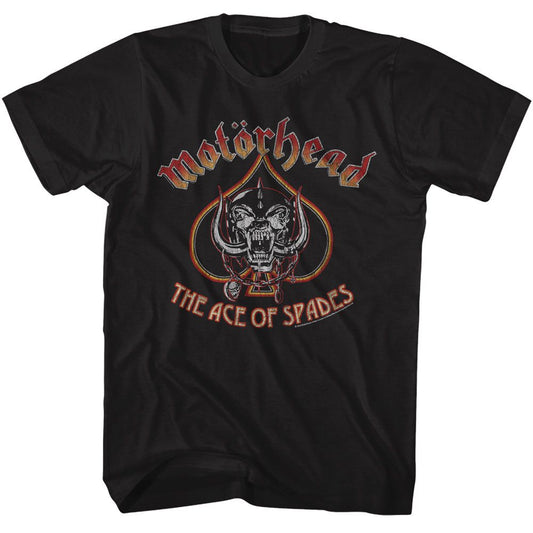 Motorhead - Snaggletooth And Spade - American Classics - Solid Black Adult Short Sleeve T-Shirt
