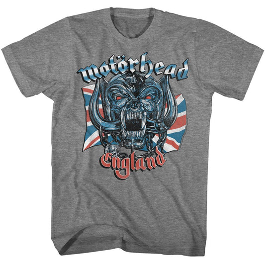 Motorhead - Union Jack England - American Classics - Heather Gray Adult Short Sleeve T-Shirt