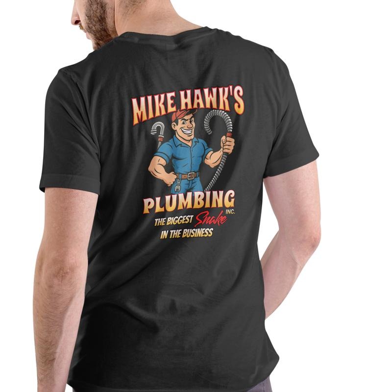 MIKE HAWK'S PLUMBING Funny T Shirt, Unisex Cotton Hoodie, Sweatshirt | InkThreadWorks.com