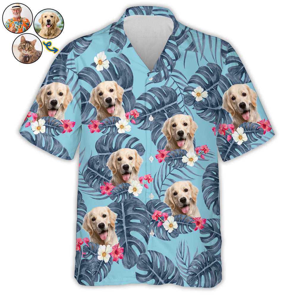 Tropical Leaves And Pet - Personalized Custom Hawaiian Shirt