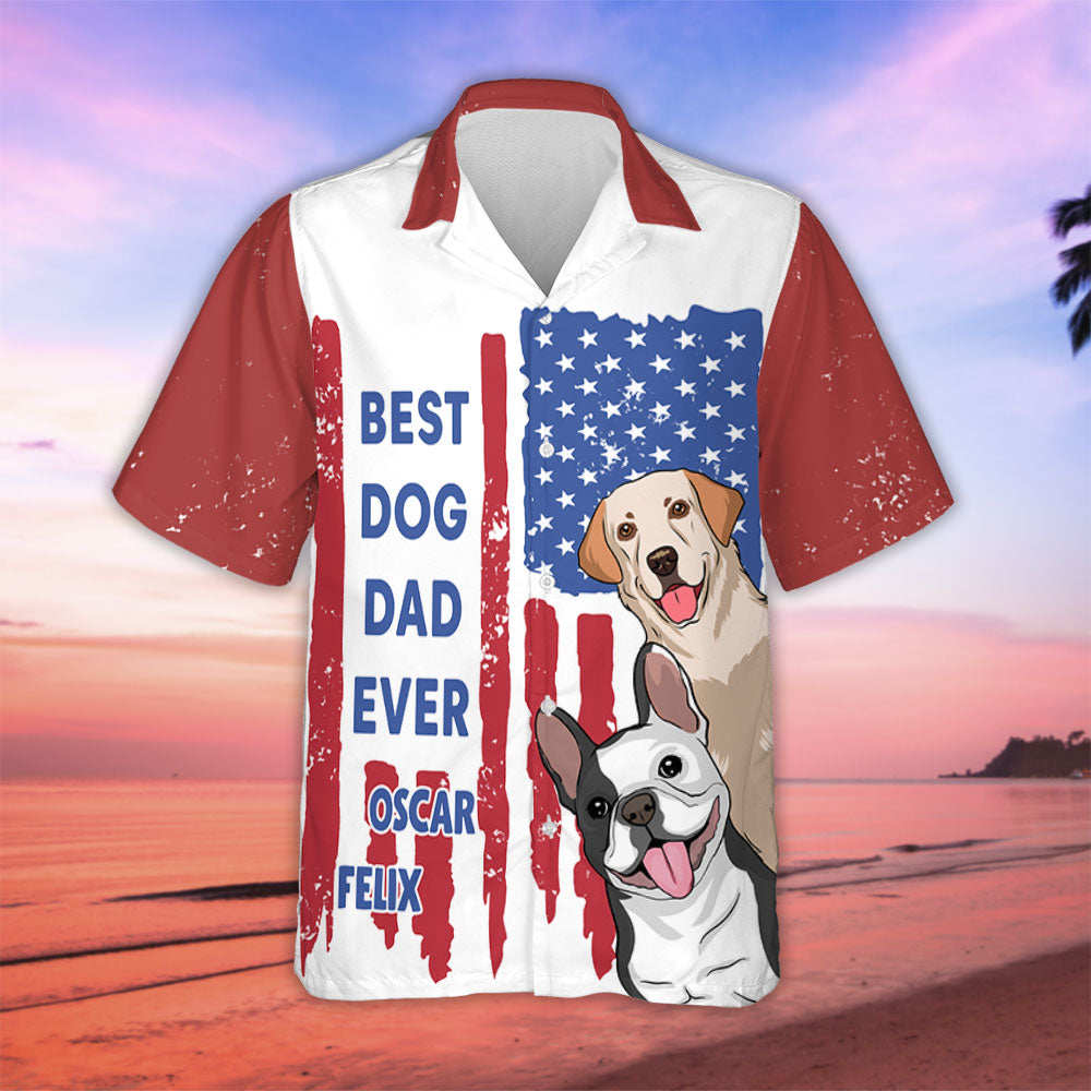 American Best Dog Dad - Personalized Custom Hawaiian Shirt