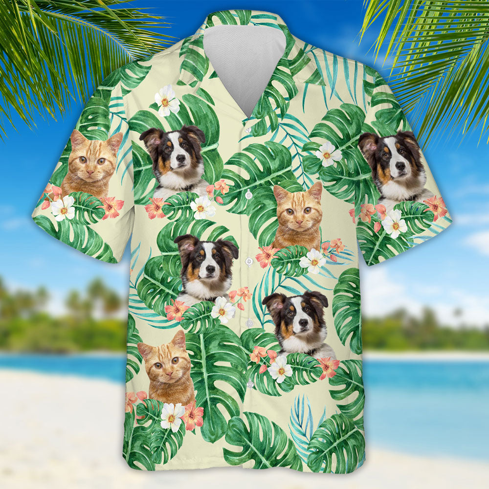 Tropical Leaves And Pet - Personalized Custom Hawaiian Shirt