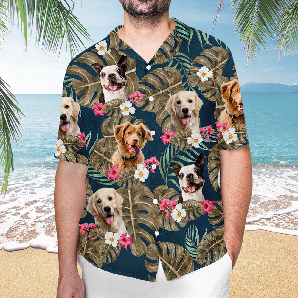 Tropical Leaves And Pet - Personalized Custom Hawaiian Shirt