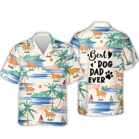 Dog Dad Pattern - Personalized Custom Hawaiian Shirt