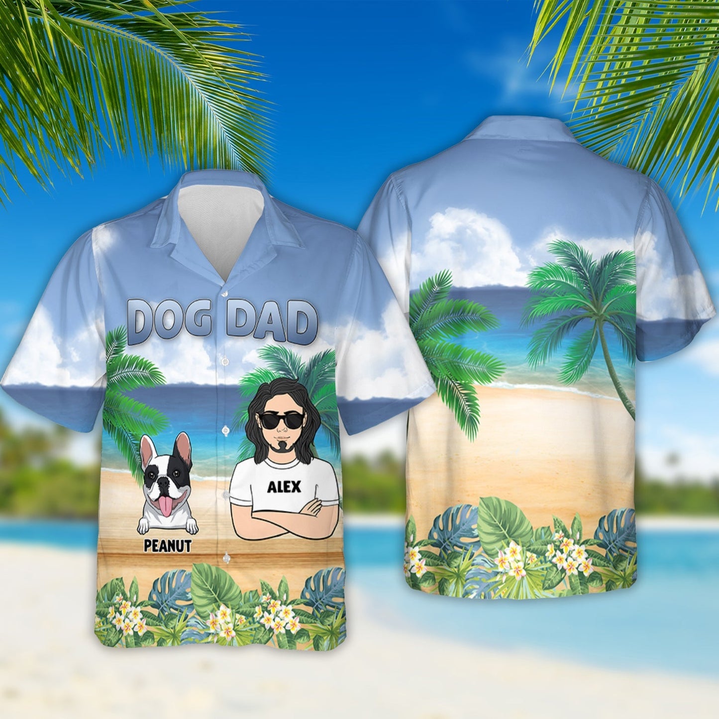 Dog Dad Summer - Personalized Custom Hawaiian Shirt