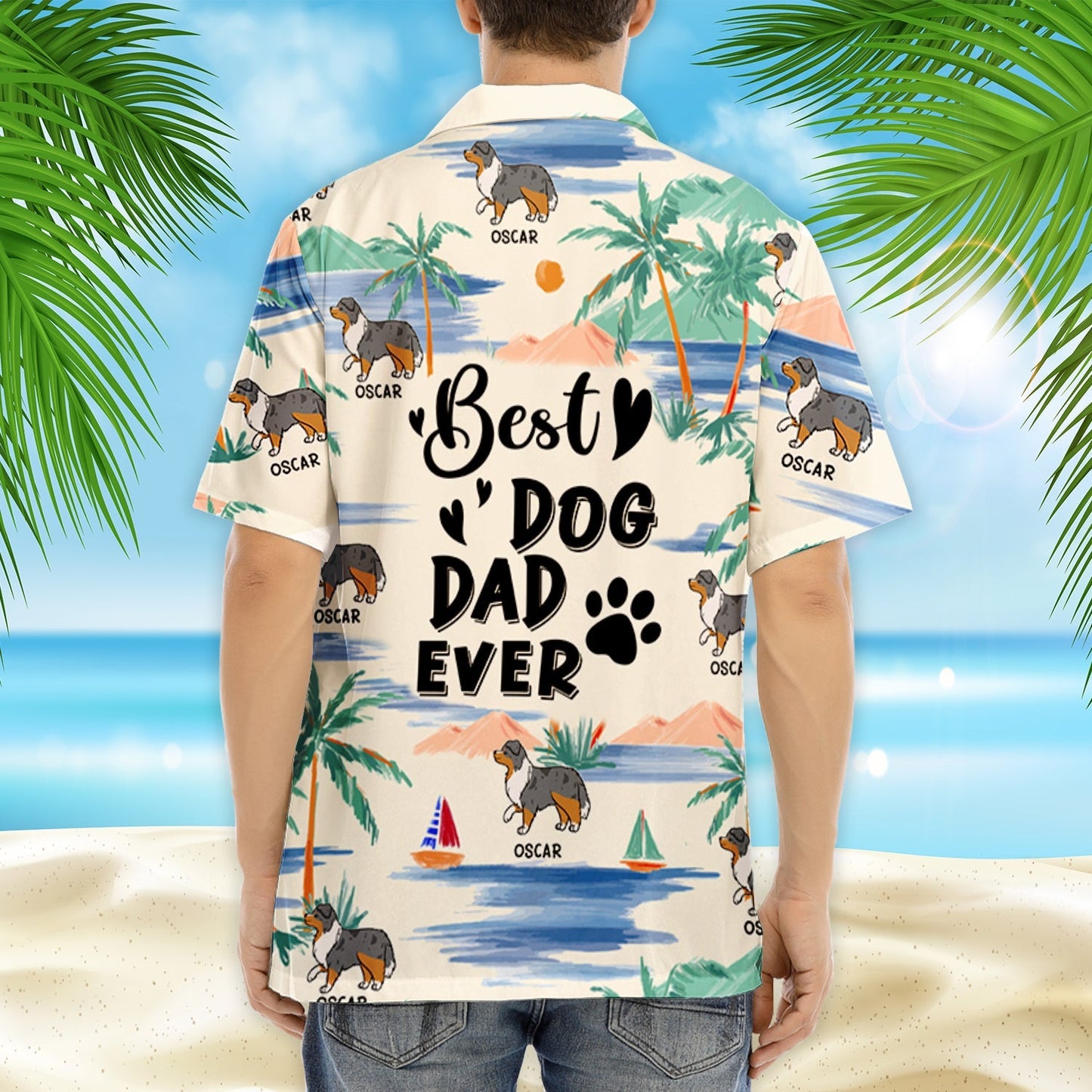 Dog Dad Pattern - Personalized Custom Hawaiian Shirt