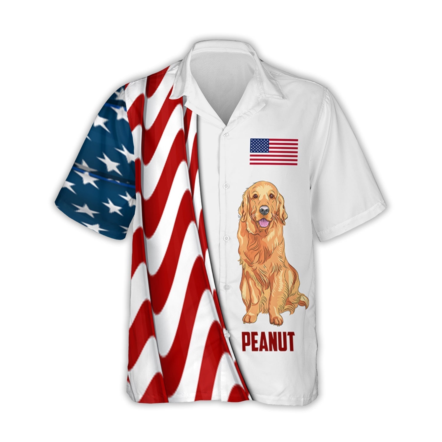 American Dog Dad - Personalized Custom Hawaiian Shirt