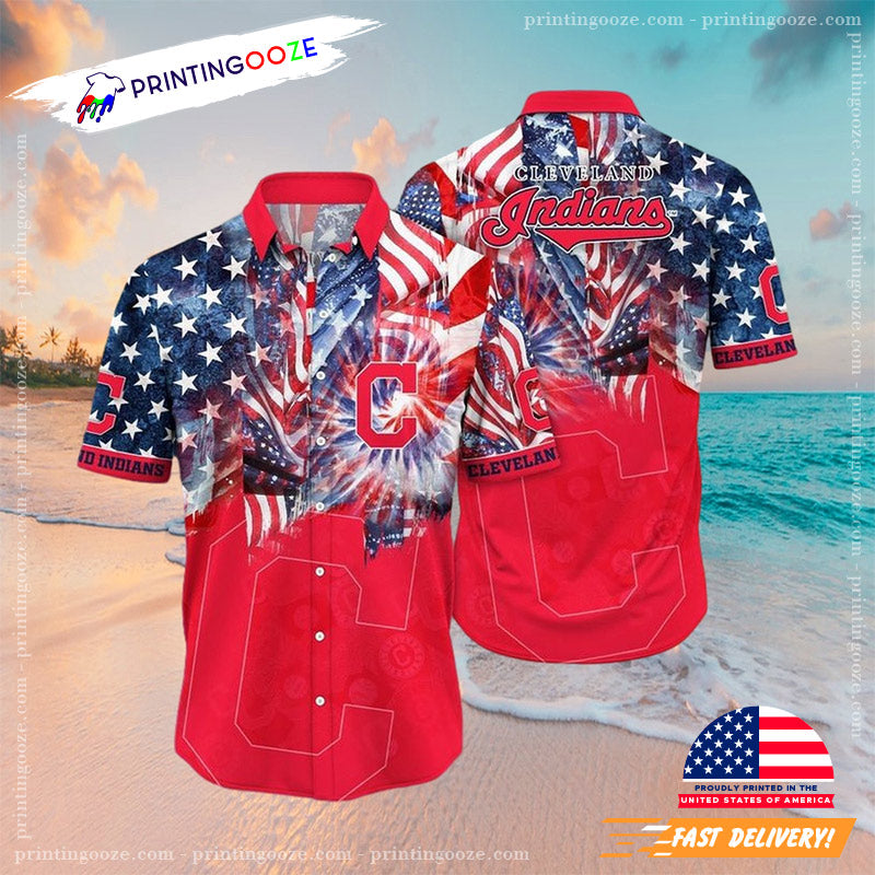 MLB Cleveland Indians Flower 4th Of July Hawaiian Shirt