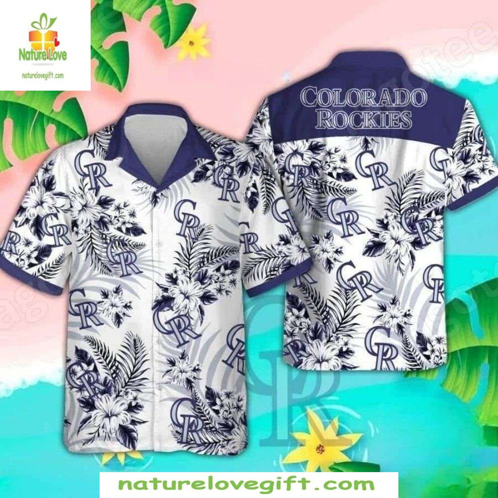 Colorado Rockies MLB Hawaiian Shirt Monochrome Floral Aloha Baseball Apparel