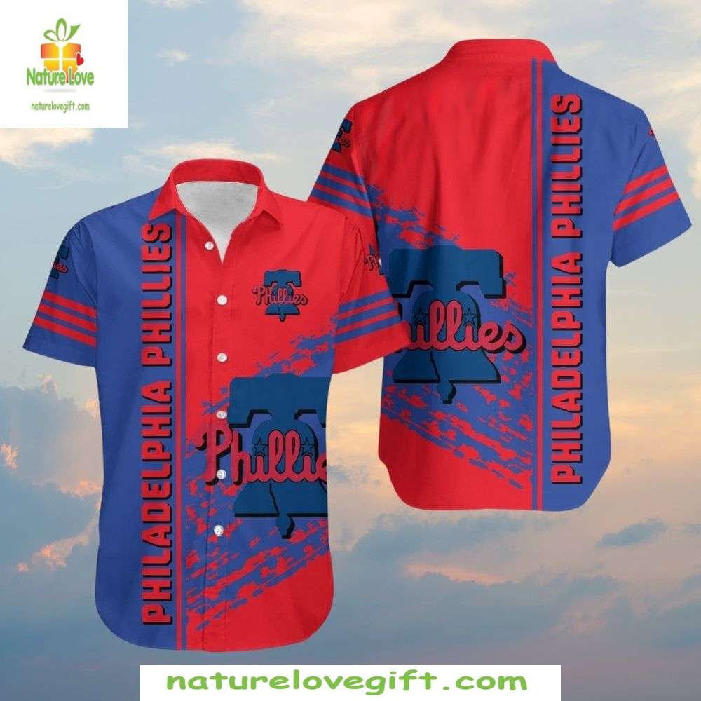 Philadelphia Phillies Hawaiian Shirt Red Blue Camo Baseball Apparel