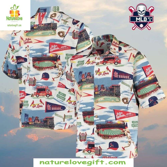 St Louis Cardinals Hawaiian Shirt MLB Baseball Stadium Landscape Apparel