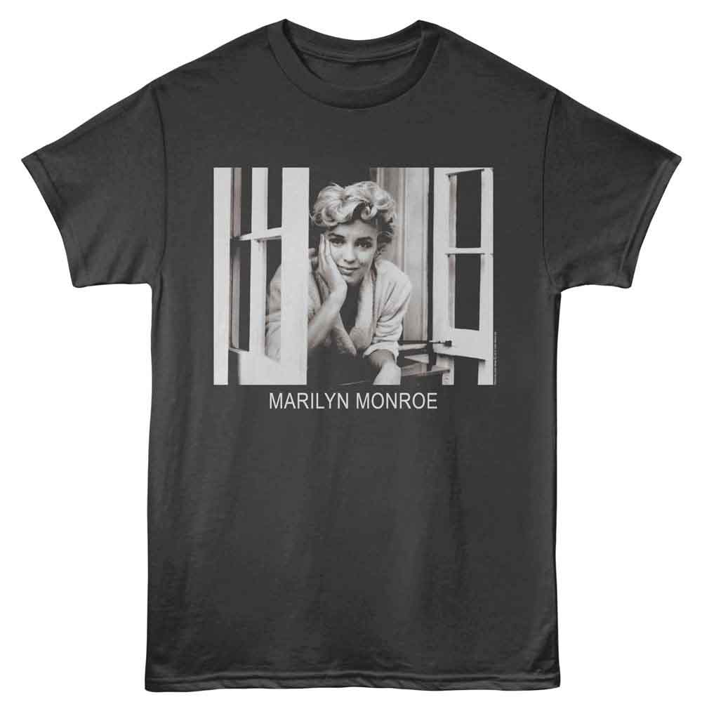 Marilyn Monroe - Looking Out Window - American Classics - Gray Front Print Adult Short Sleeve T-Shirt