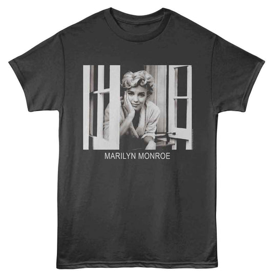 Marilyn Monroe - Looking Out Window - American Classics - Gray Front Print Adult Short Sleeve T-Shirt